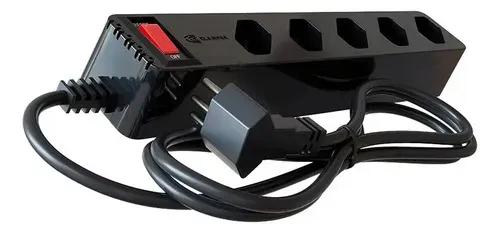 Filtro de Linha com Protetor de Surto DPS iClamper Energia 5 Tomadas 3 Pinos 10 Amperes com Tecnologia LCF Anti Raio Clamper Cor Preto