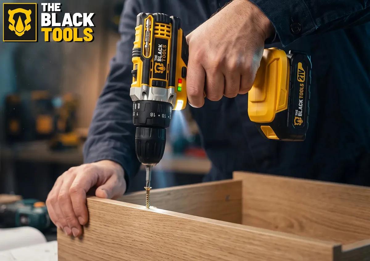 Parafusadeira Furadeira De Impacto The Black Tools Profissional TB-21PX 2 Baterias Com Maleta 60Hz Amarelo