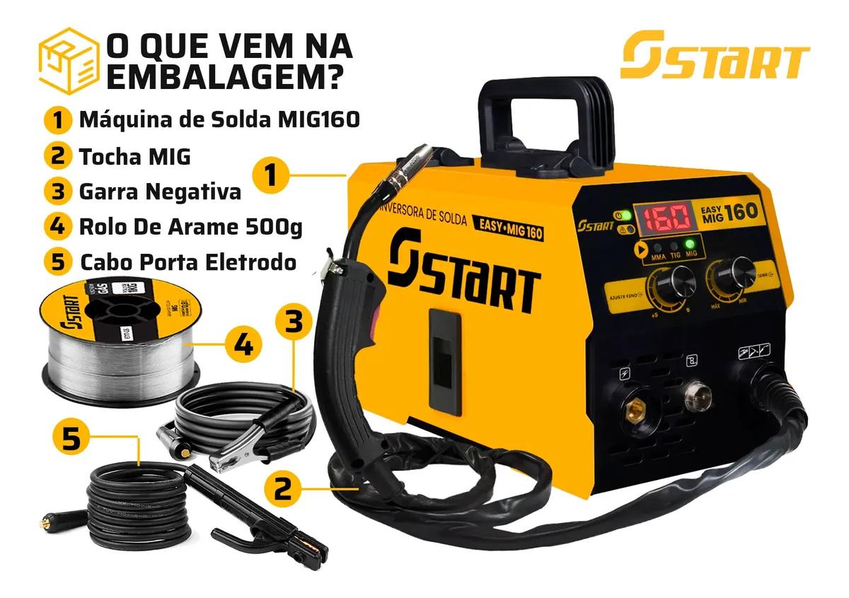 Maquina Inversora Solda Mig 160a 3 Em 1 Tig Lift Acessórios