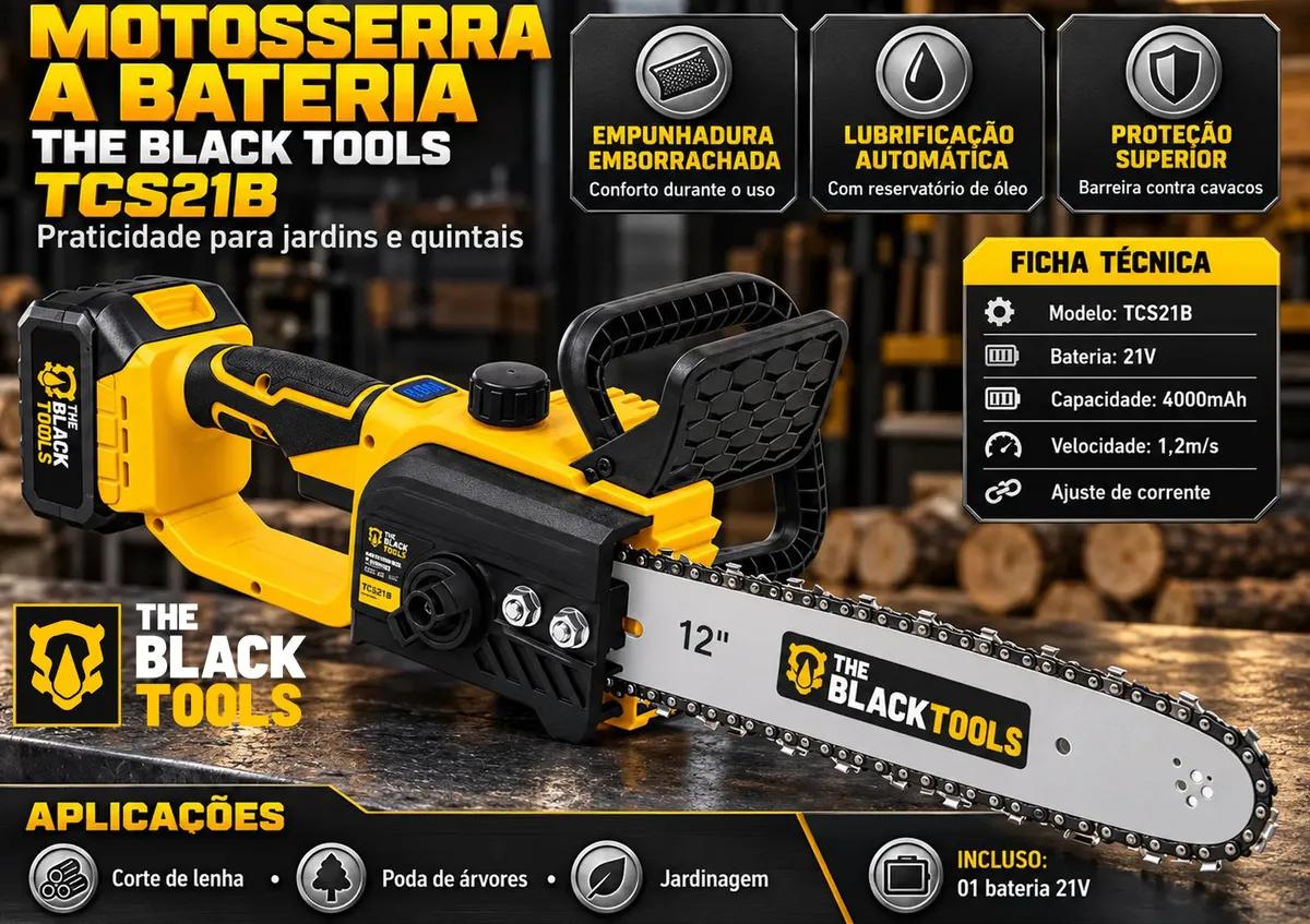 Moto Serra Elétrica 12 Polegadas a Bateria 21V Portátil Recarregável Profissional Para madeiral TCS21B The Black Tools