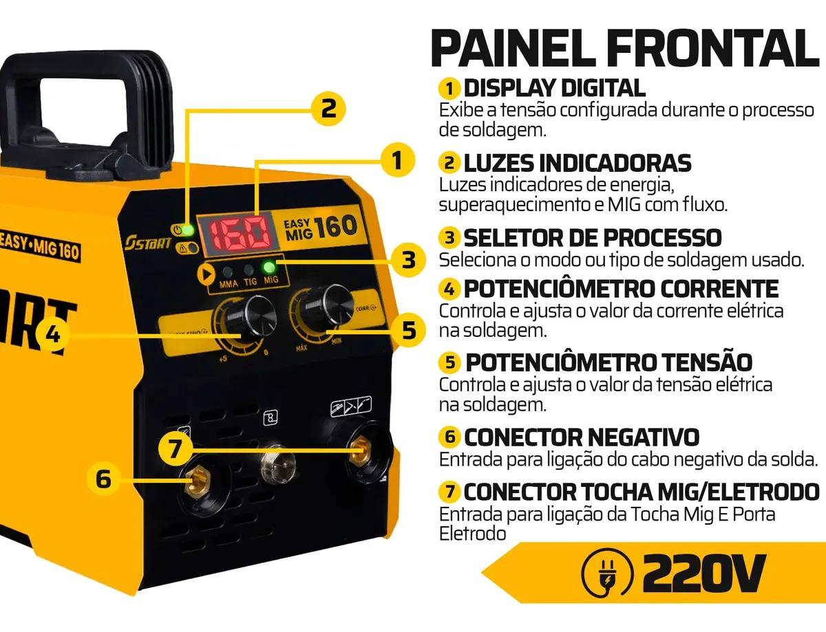 Maquina Inversora Solda Mig 160a 3 Em 1 Tig Lift Acessórios