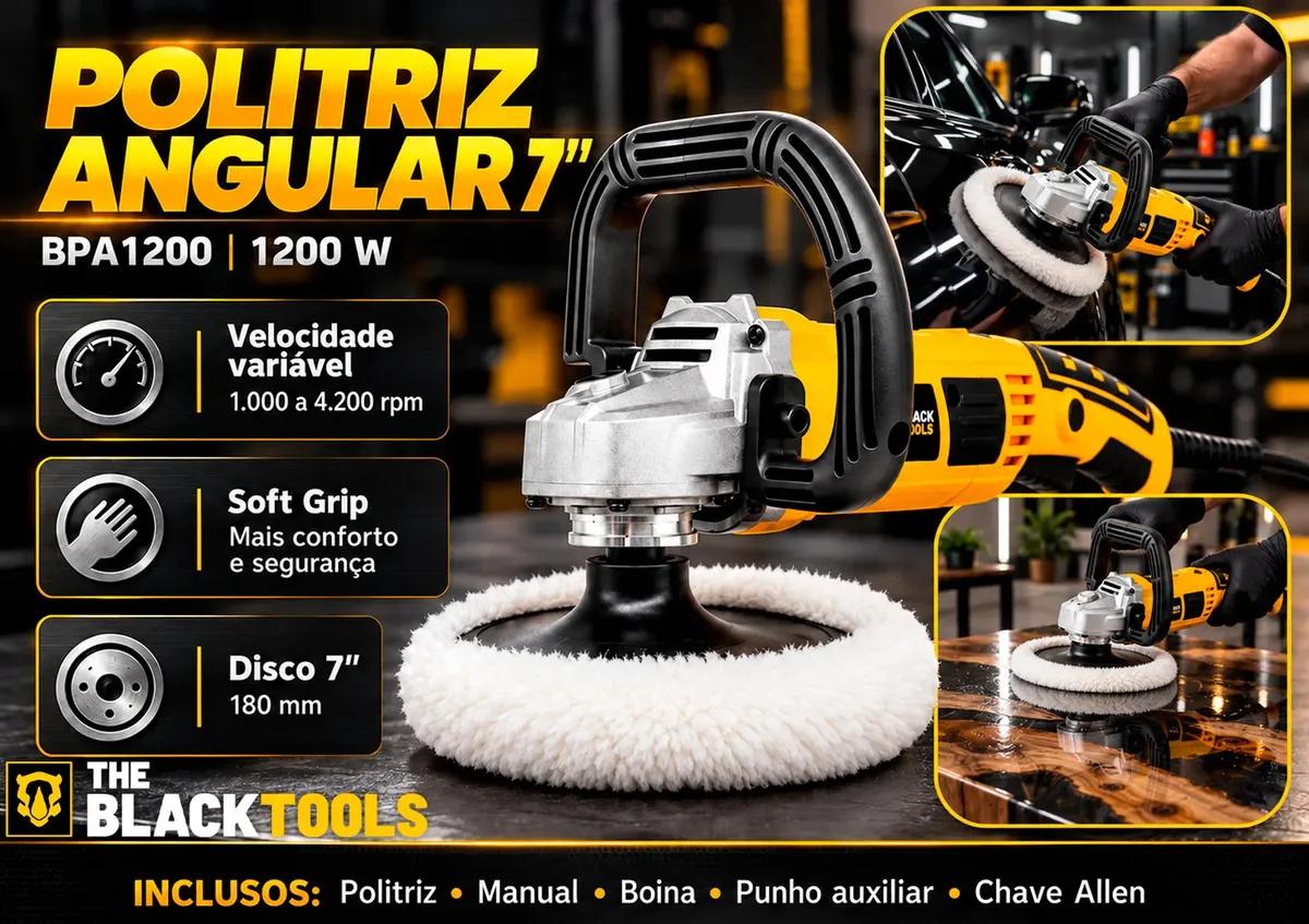 Politriz Angular Automotiva 7" Polegadas 1200w Profissional Bpa1200 The Black Tools