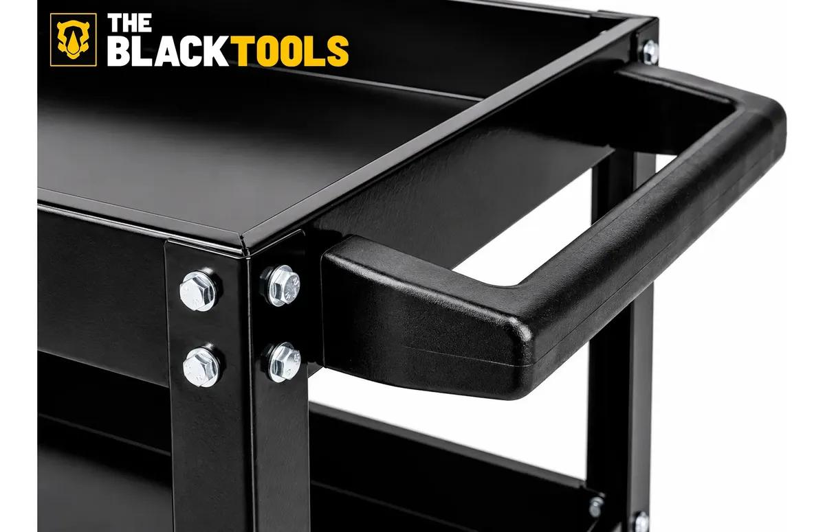 Carrinho De Ferramentas 3 Prateleiras Com Rodízios Até 120Kg Mecânicos Oficinas Preto BCM400 The Black Tools
