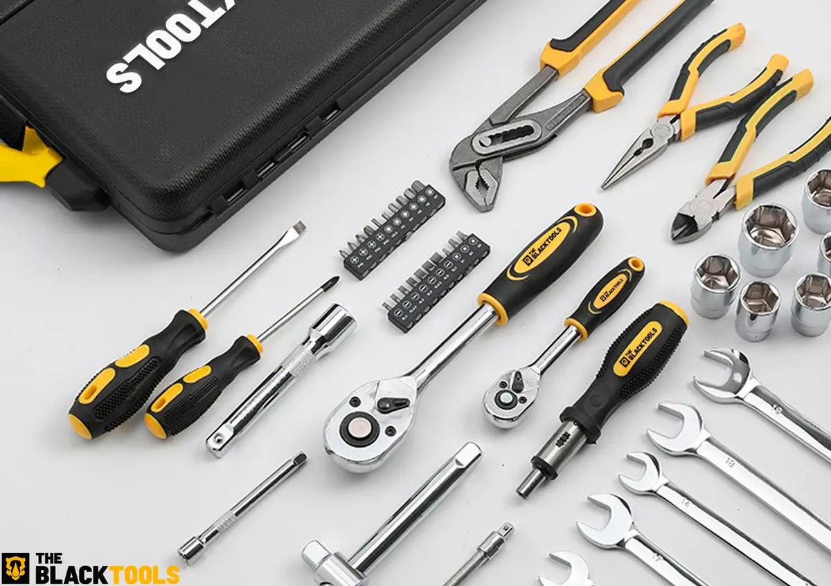 Caixa Jogo De Ferramentas 110 Peças Completo Maleta Para Mecânico Profissional Aço Cromo Vanádio Ttk110 The Black Tools