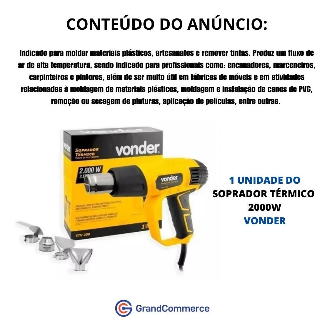 Soprador Térmico Pistola Vonder Ar Quente 3 Estágios 2000w Profissional Acessórios Voltagem