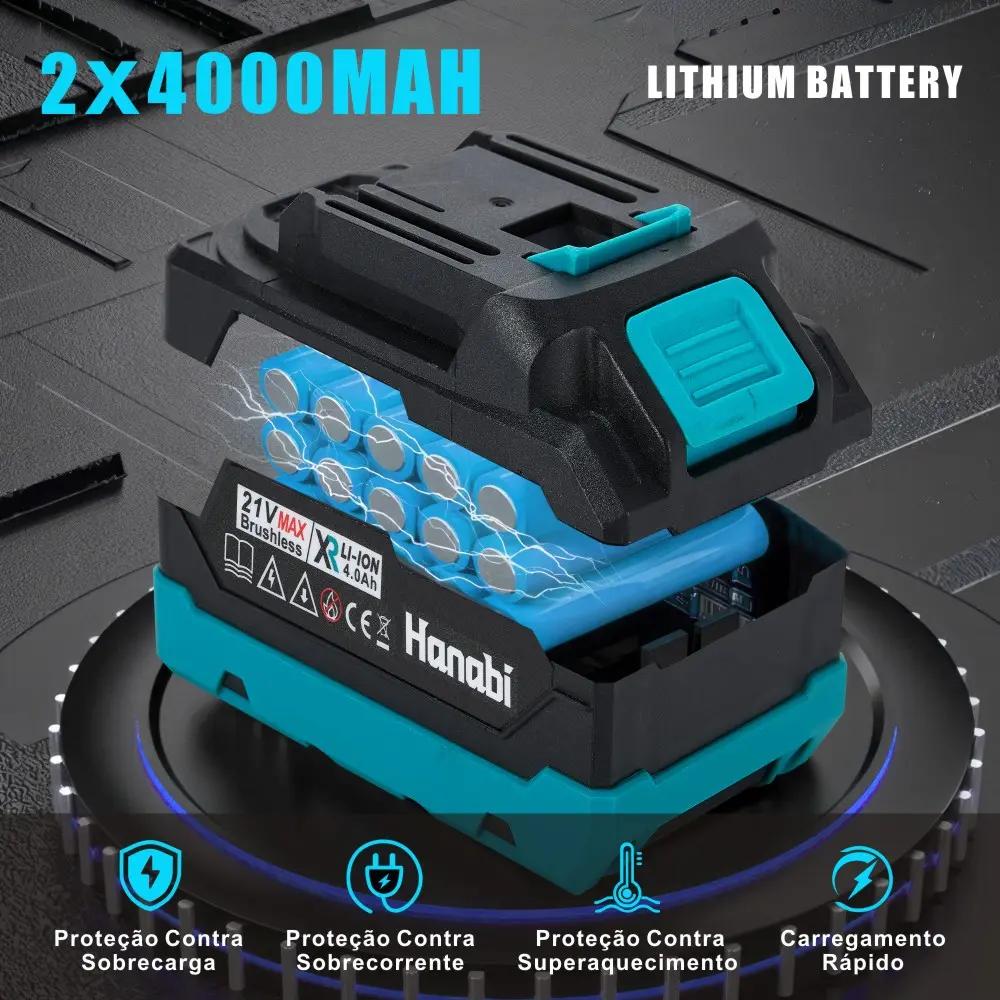Motoserra Elétrica Portátil Brushless 8 Pol. 2 Baterias 21v