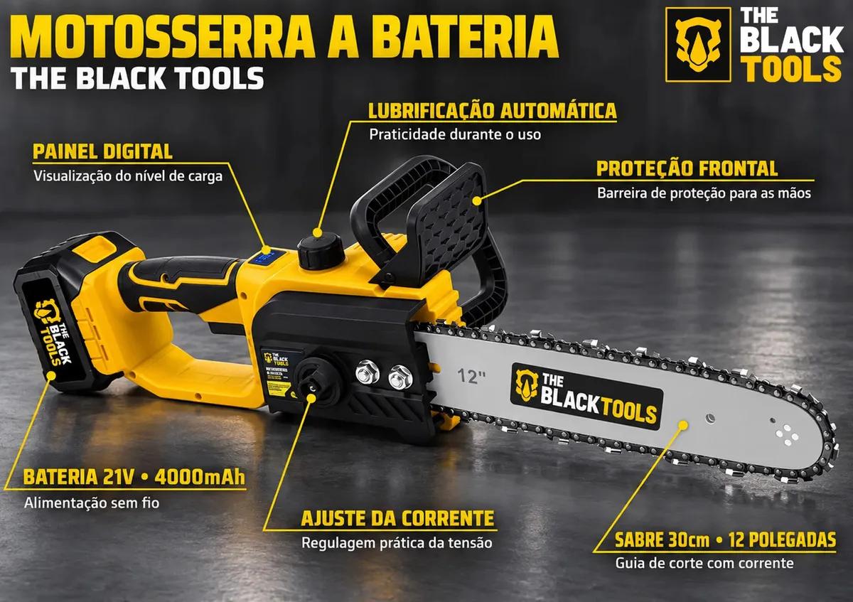 Moto Serra Elétrica 12 Polegadas a Bateria 21V Portátil Recarregável Profissional Para madeiral TCS21B The Black Tools