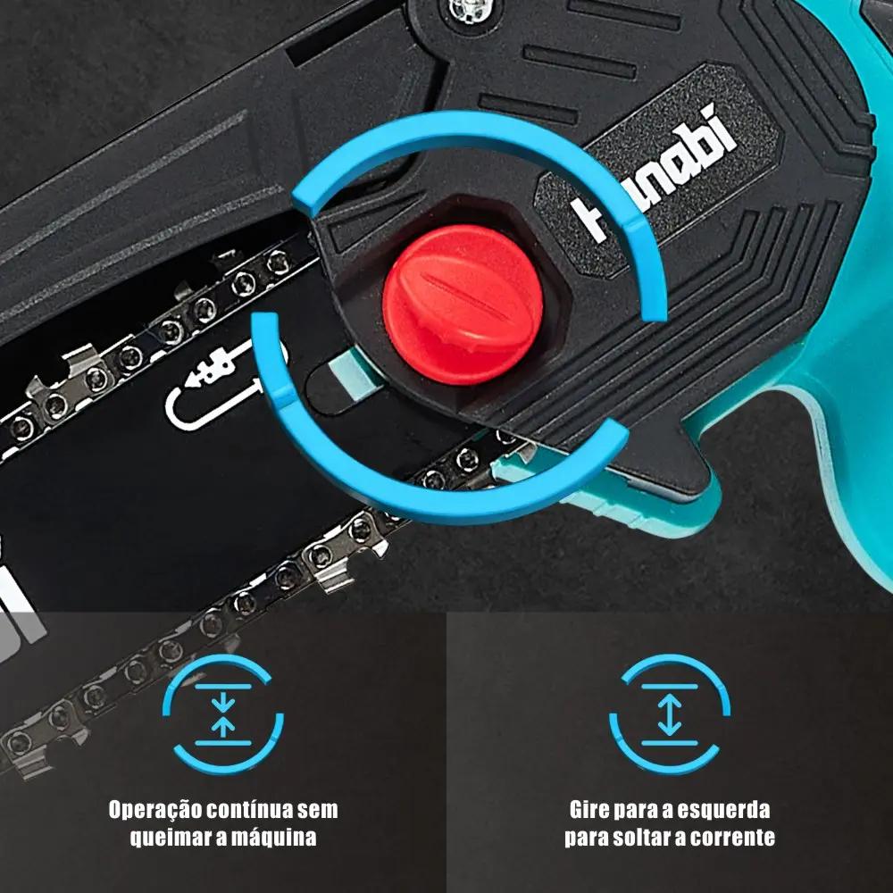Motoserra Elétrica Portátil Brushless 8 Pol. 2 Baterias 21v