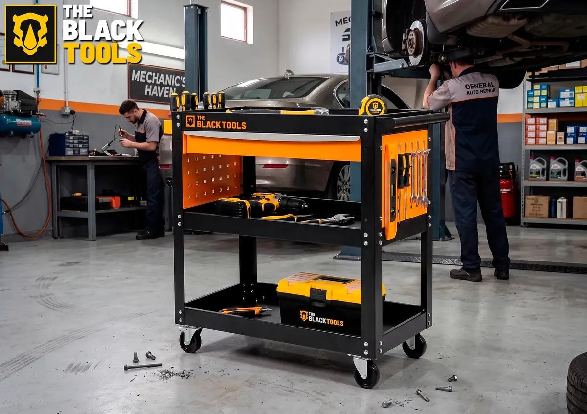 Carrinho Ferramentas Para 400kg Oficina Mecânico Organizador Preto/laranja The Black Tools