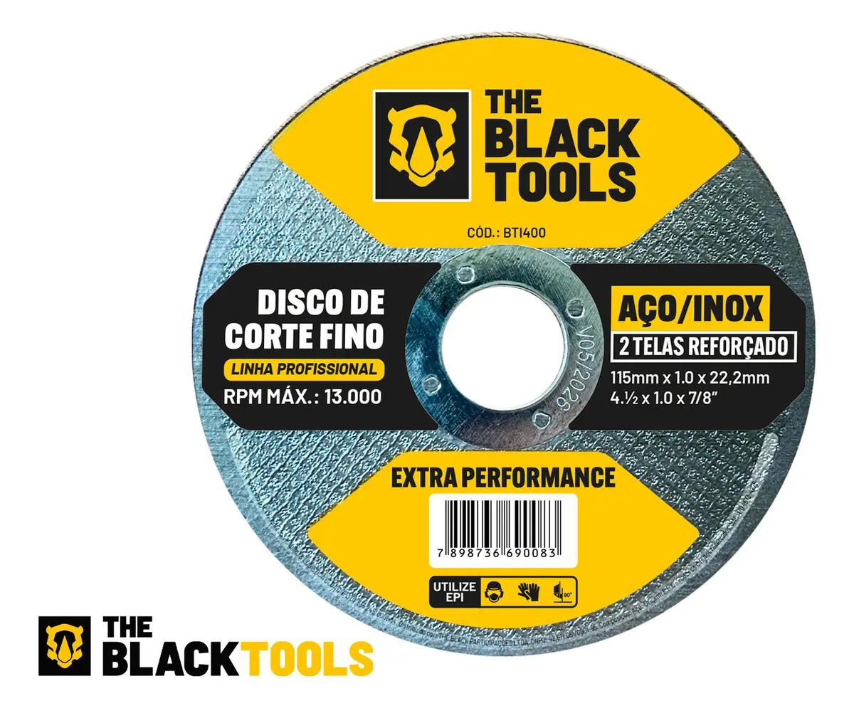Disco Corte Fino Inox 4.1/2 X 1,0mm Para Esmerilhadeira 100 Peças The Black Tools
