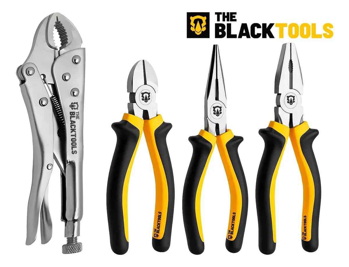 Kit Jogo De Alicates Universal Corte Bico E Pressão 4 Peças Profissional BKA400 The Black Tools