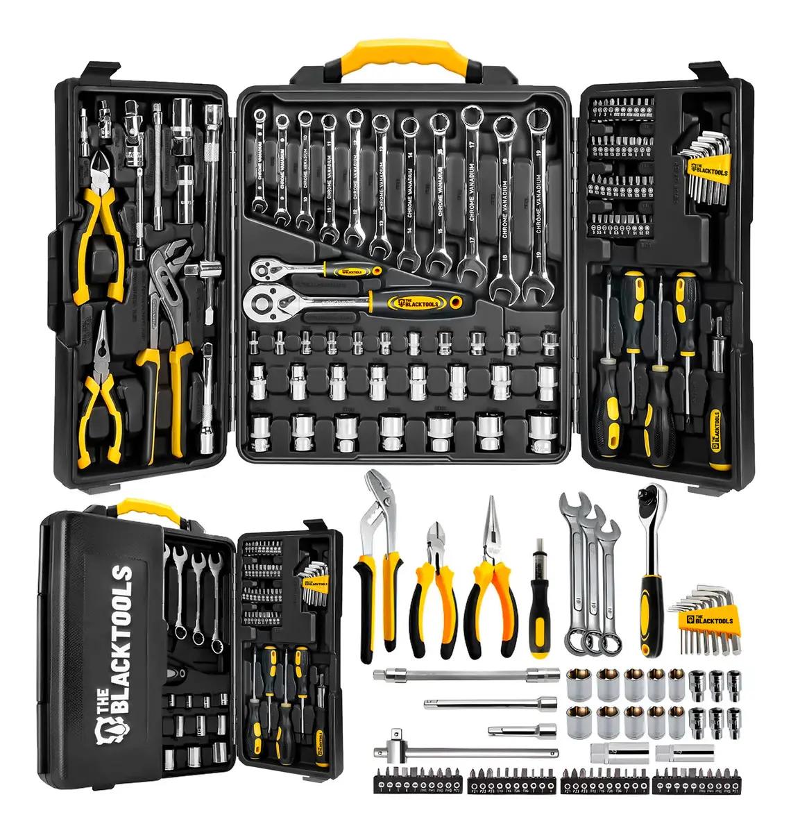Caixa Jogo De Ferramentas 110 Peças Completo Maleta Para Mecânico Profissional Aço Cromo Vanádio Ttk110 The Black Tools