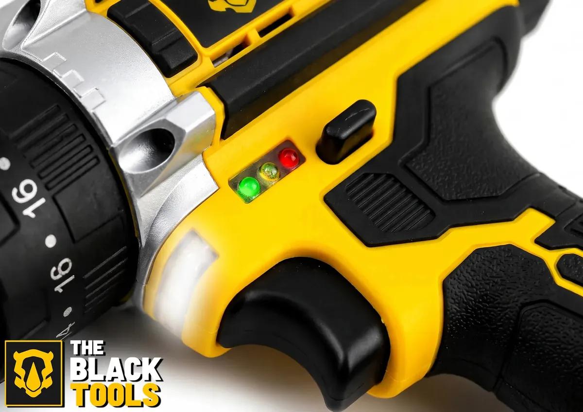 Parafusadeira Furadeira De Impacto The Black Tools Profissional TB-21PX 2 Baterias Com Maleta 60Hz Amarelo