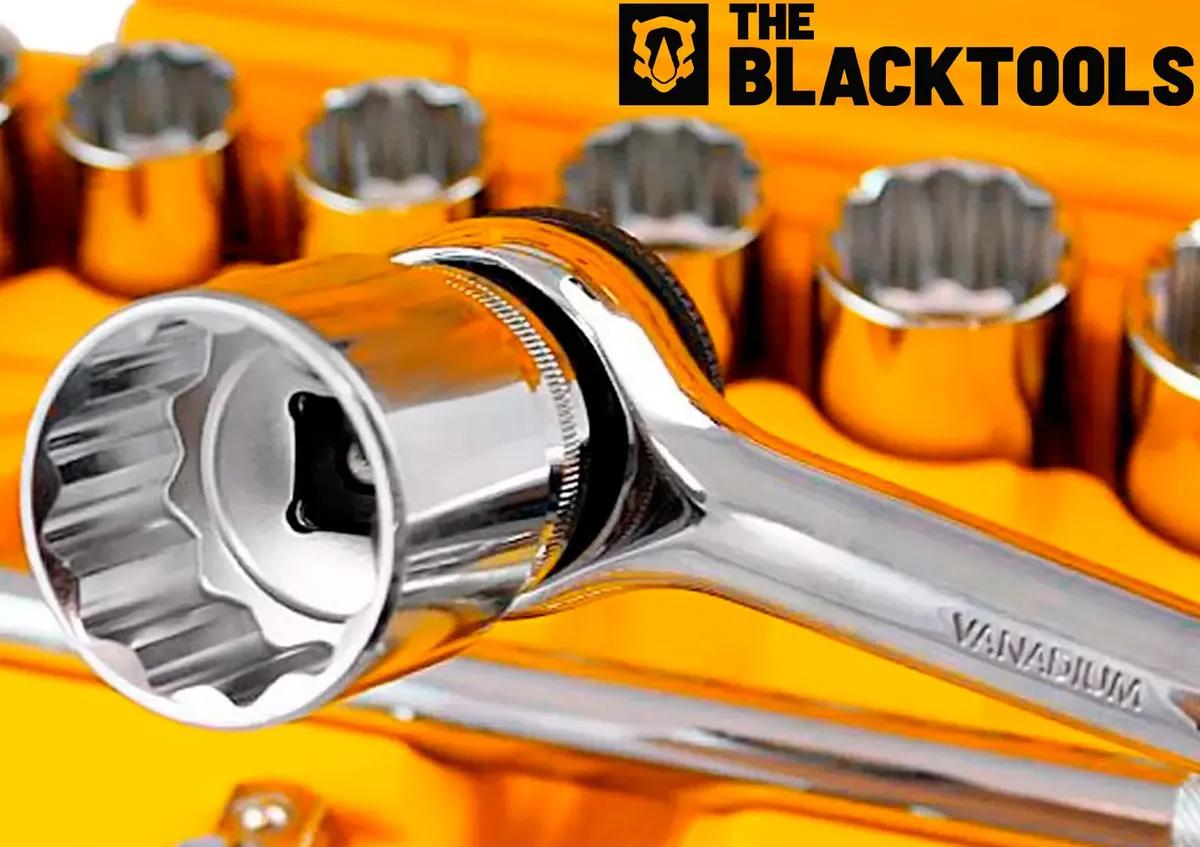 Jogo Kit de Ferramentas Manuais Chave Catraca 1/2 8 a 32mm BCS022 The Black Tools Cor Amarelo