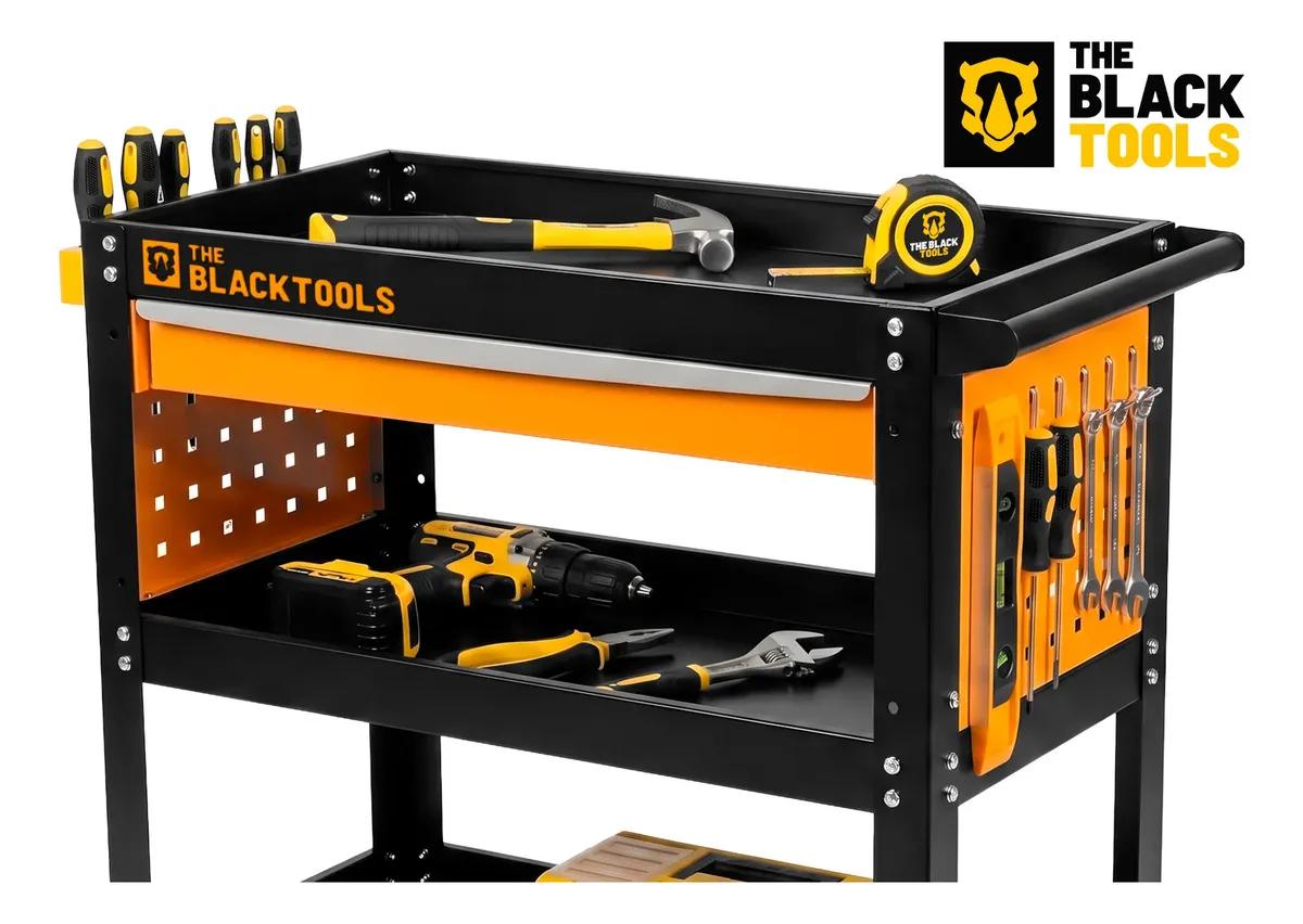 Carrinho Ferramentas Para 400kg Oficina Mecânico Organizador Preto/laranja The Black Tools