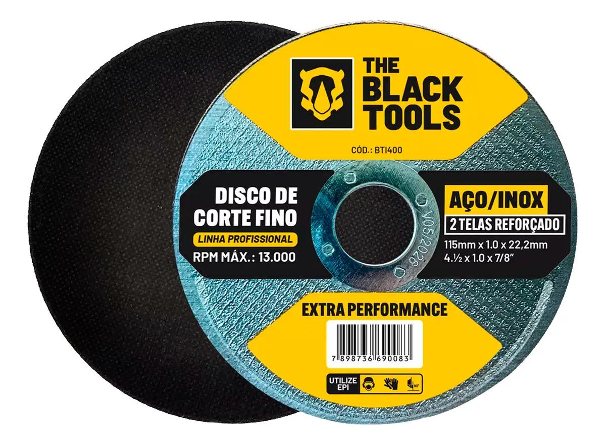Disco Corte Fino Inox 4.1/2 X 1,0mm Para Esmerilhadeira 100 Peças The Black Tools
