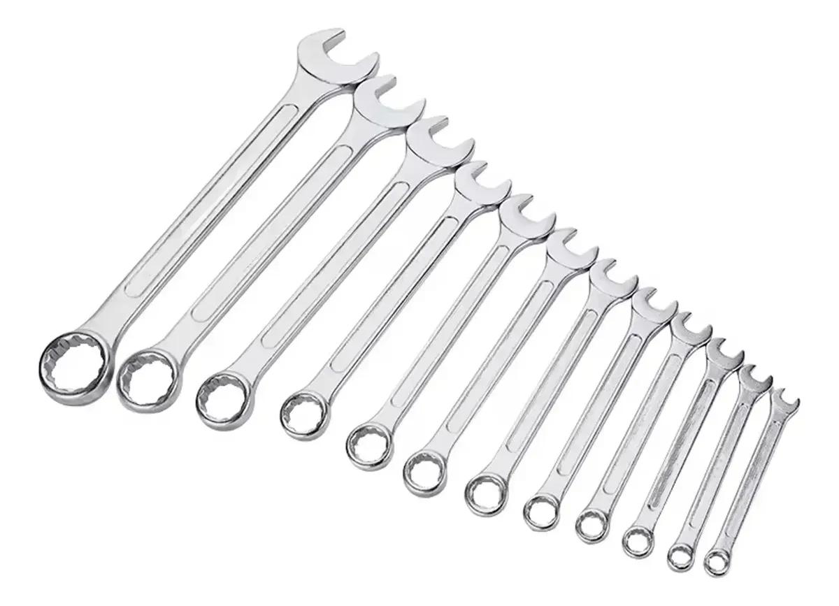 Jogo De Chave Boca E Estrela Combinada 12 Pçs Aço 6 22 Mm Cromada IF-12 The Black Tools