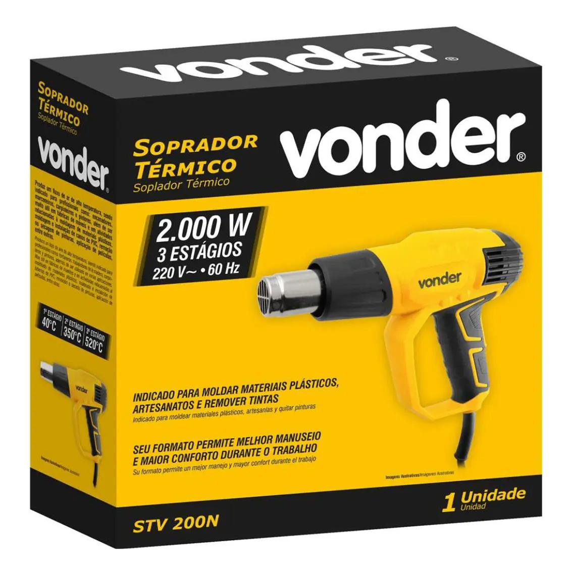 Soprador Térmico Pistola Vonder Ar Quente 3 Estágios 2000w Profissional Acessórios Voltagem