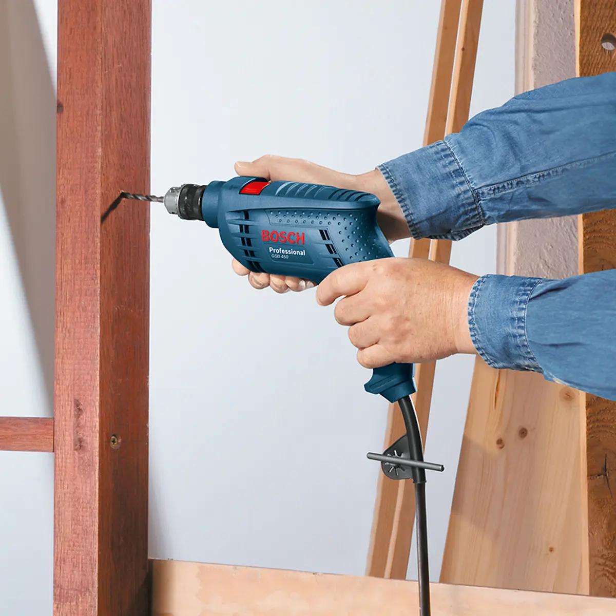 Furadeira De Impacto Bosch Gsb 450 Re 450w Concreto E Metal Cor Azul-escuro Frequência 60