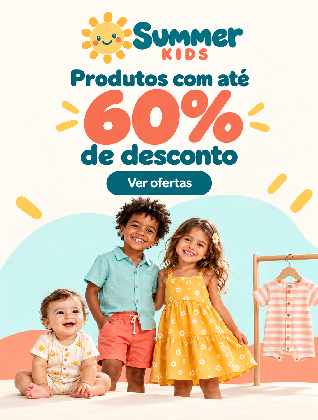 Summer Kids: roupinhas para brincar o verão todo. Moda infantil do recém-nascido aos 12 anos com frete grátis.