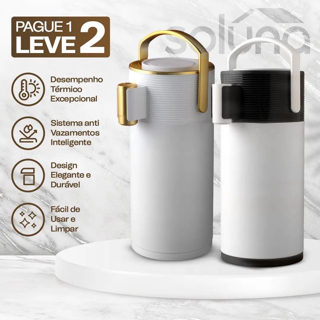 Garrafa Térmica CaféLux® com Conjunto 4 Xícaras de Porcelana