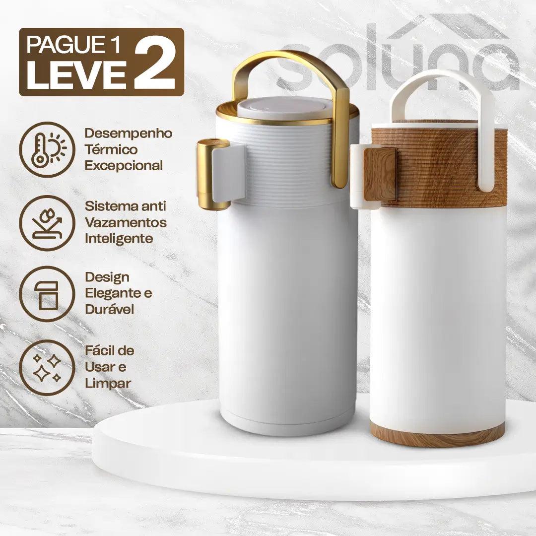 Garrafa Térmica CaféLux® com Conjunto 4 Xícaras de Porcelana