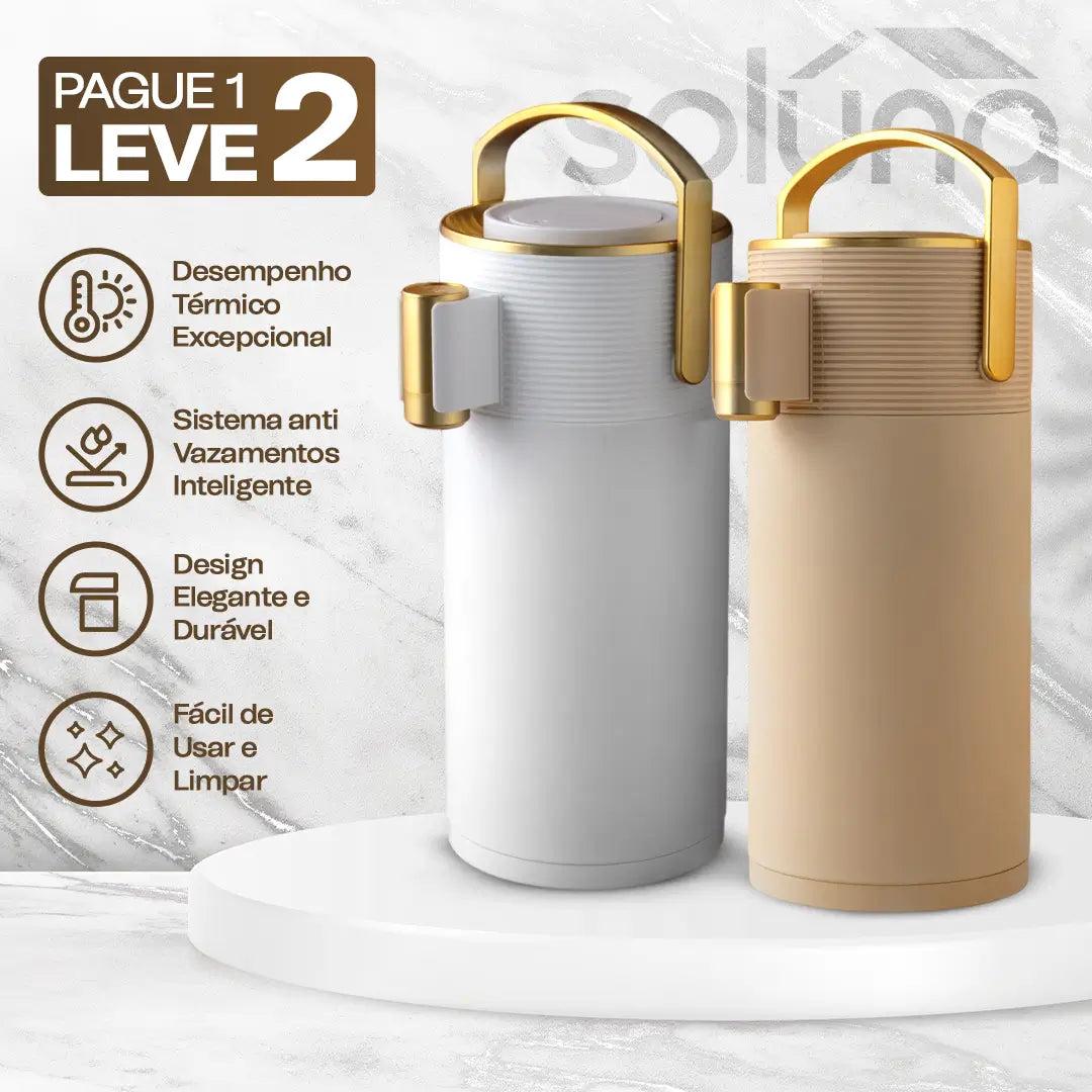Garrafa Térmica CaféLux® com Conjunto 4 Xícaras de Porcelana