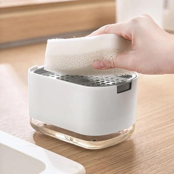 Dispenser de Detergente Duplo com Porta Esponja