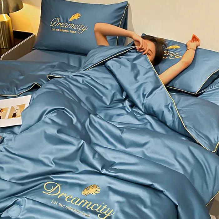 Conjunto de Cama de Seda Gelada Para o Verão