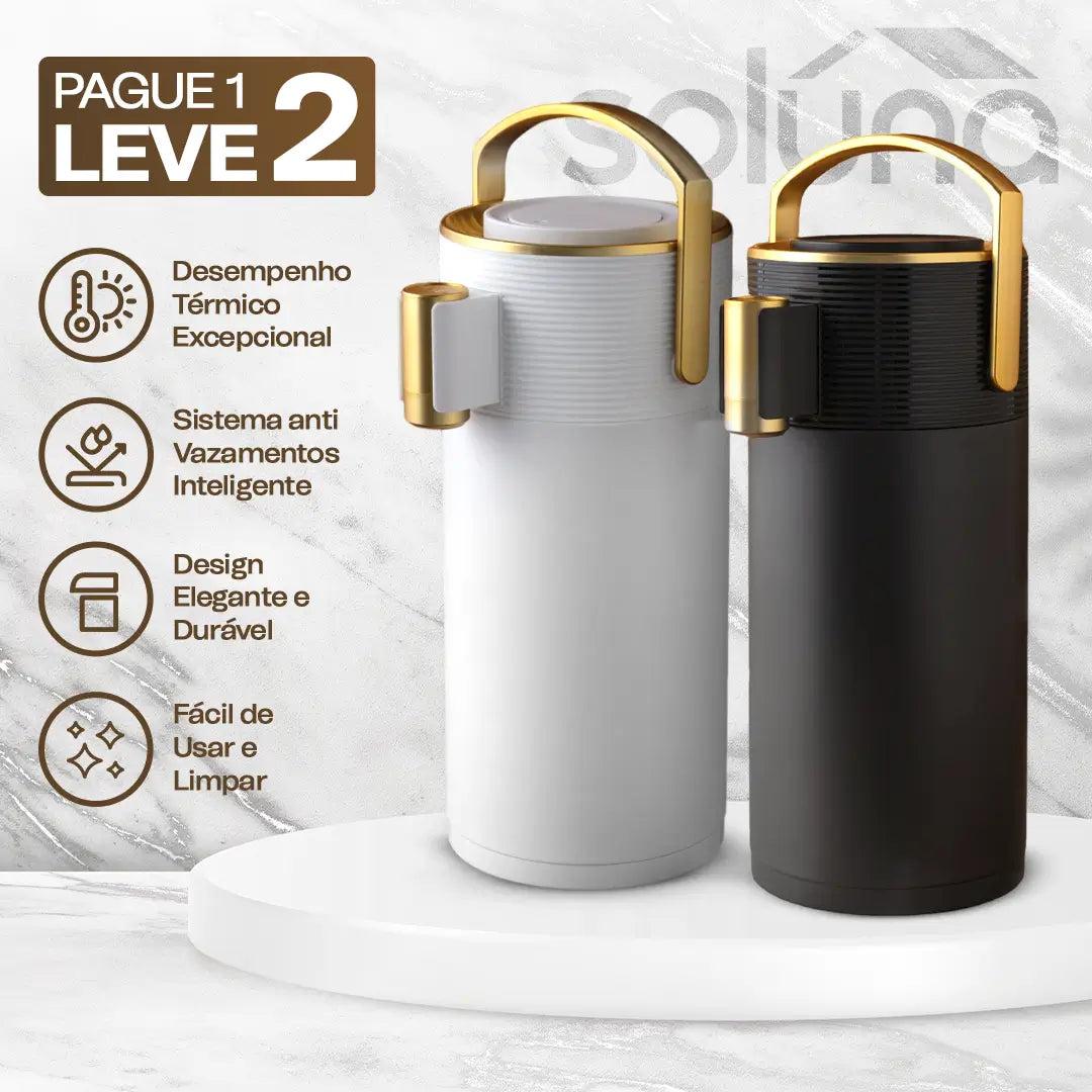 Garrafa Térmica CaféLux® com Conjunto 4 Xícaras de Porcelana