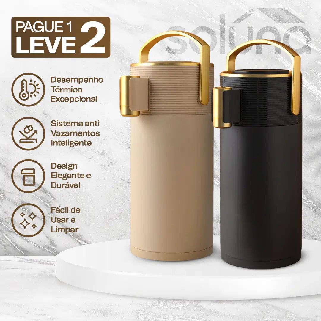 Garrafa Térmica CaféLux® com Conjunto 4 Xícaras de Porcelana