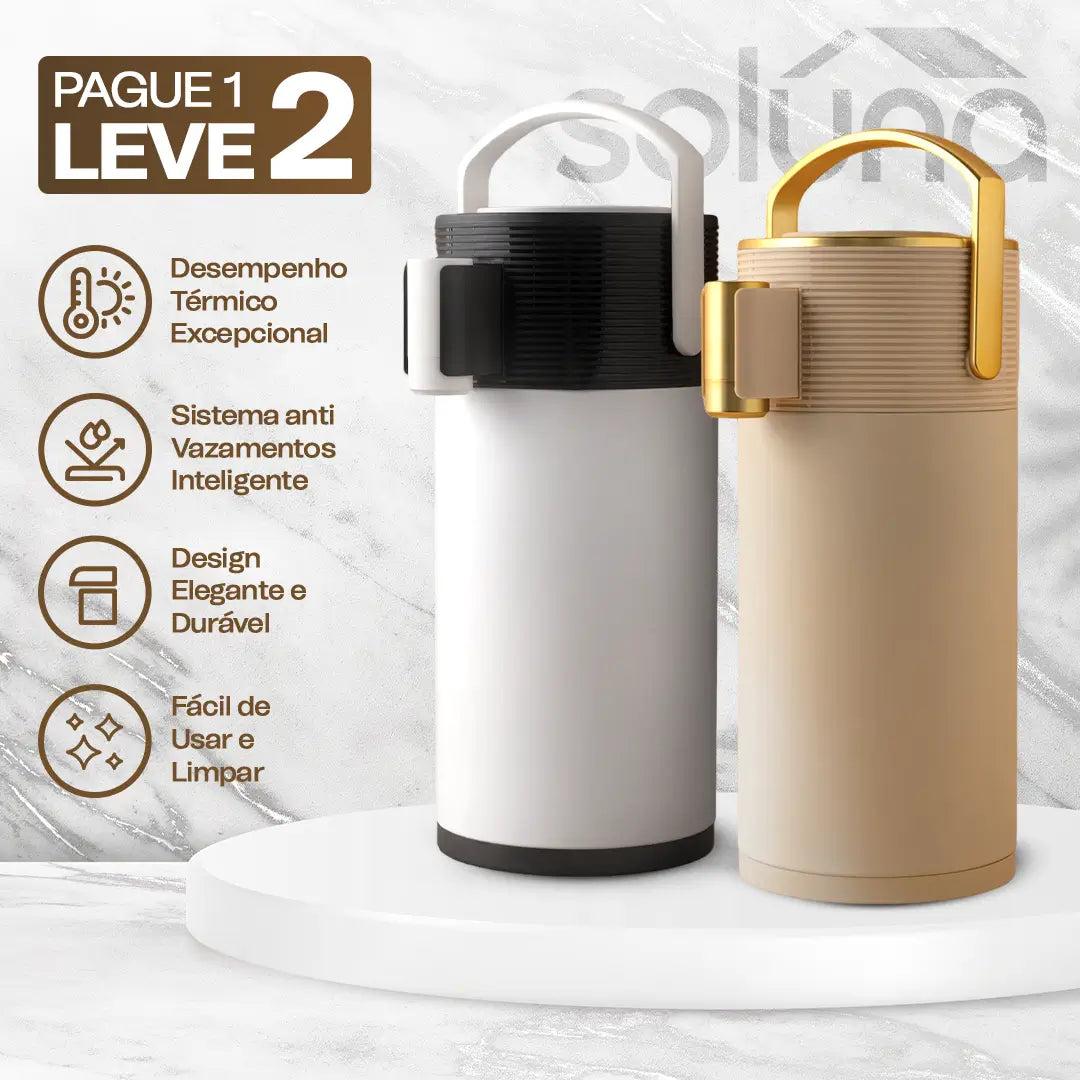 Garrafa Térmica CaféLux® com Conjunto 4 Xícaras de Porcelana