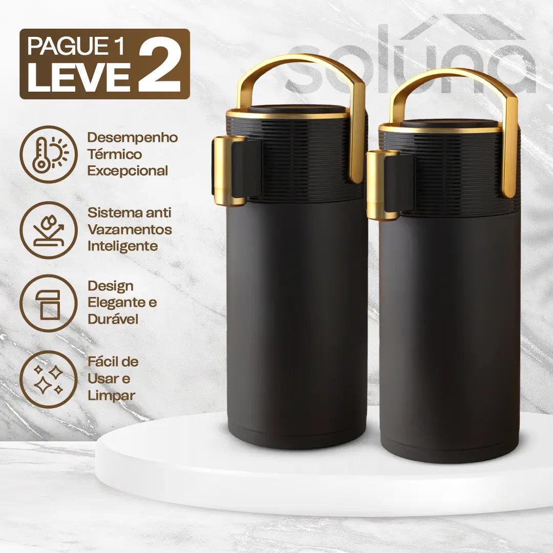 Garrafa Térmica CaféLux® com Conjunto 4 Xícaras de Porcelana