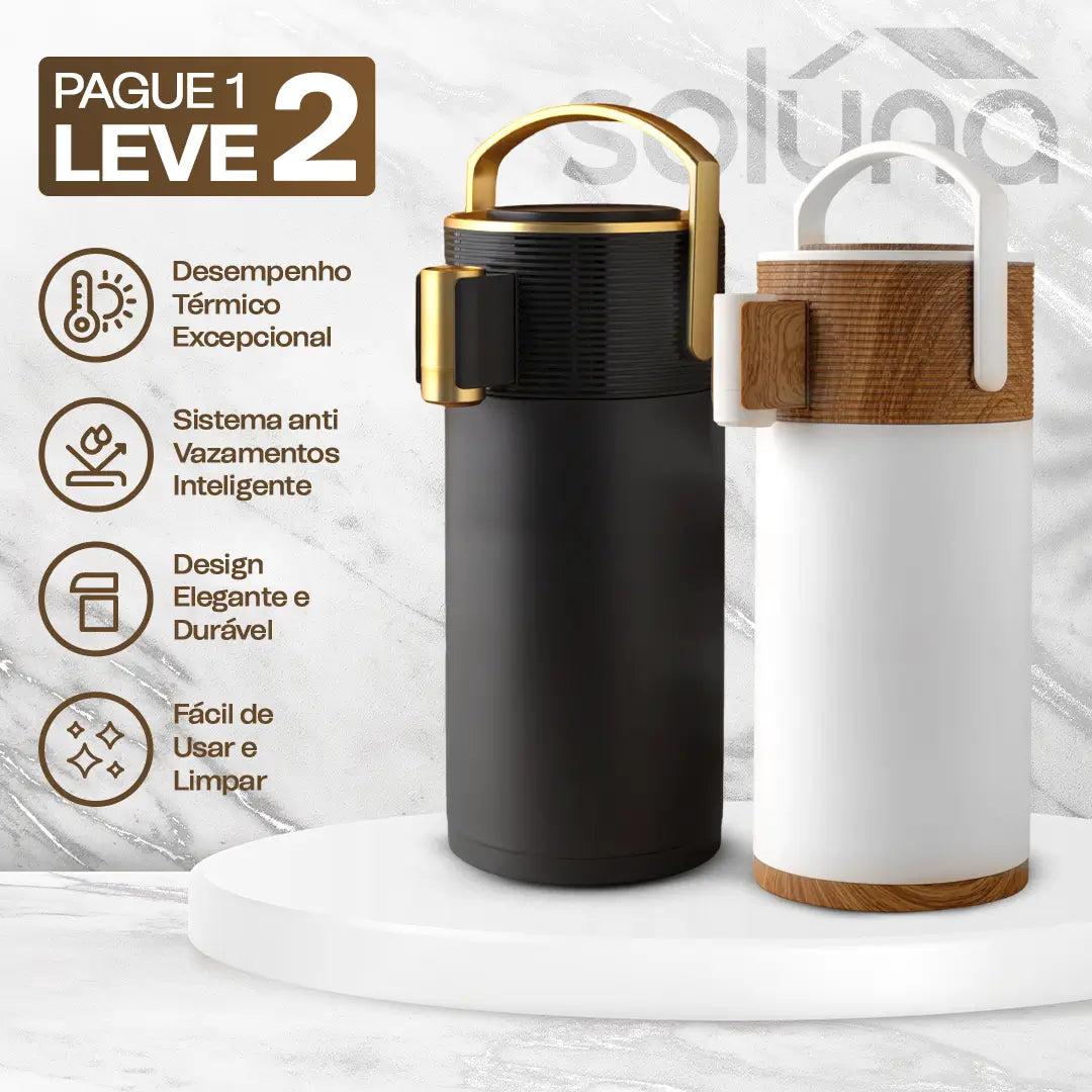 Garrafa Térmica CaféLux® com Conjunto 4 Xícaras de Porcelana
