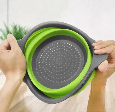 Escorredor Retrátil de Silicone para Lavar Frutas e Vegetais