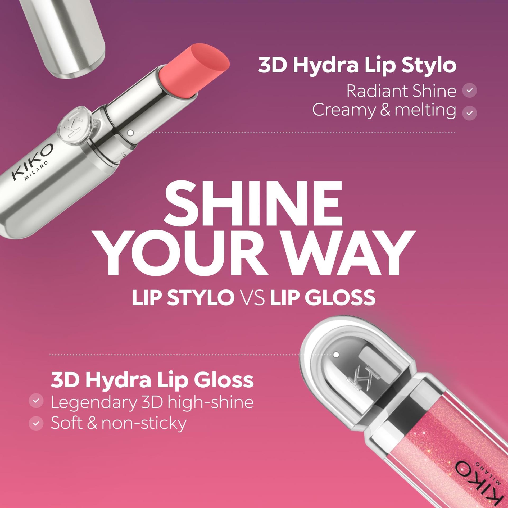 KIKO MILANO, 3D Hydra Lipgloss, Gloss Hidratante Para Os Lábios, Com Efeito 3D, Fórmula Com Extrato de Bidens