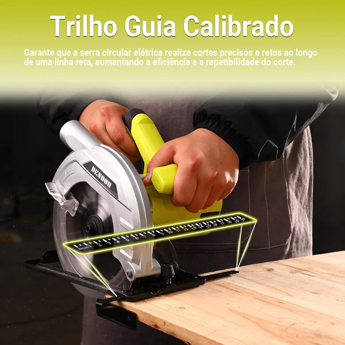 Serra Circular Elétrica 1400w Profissional 5500rpm Ângulo Ajustável 45° Com Lápis Disco 185mm E Guia Para Carpinteiro Marceneiro Desoon