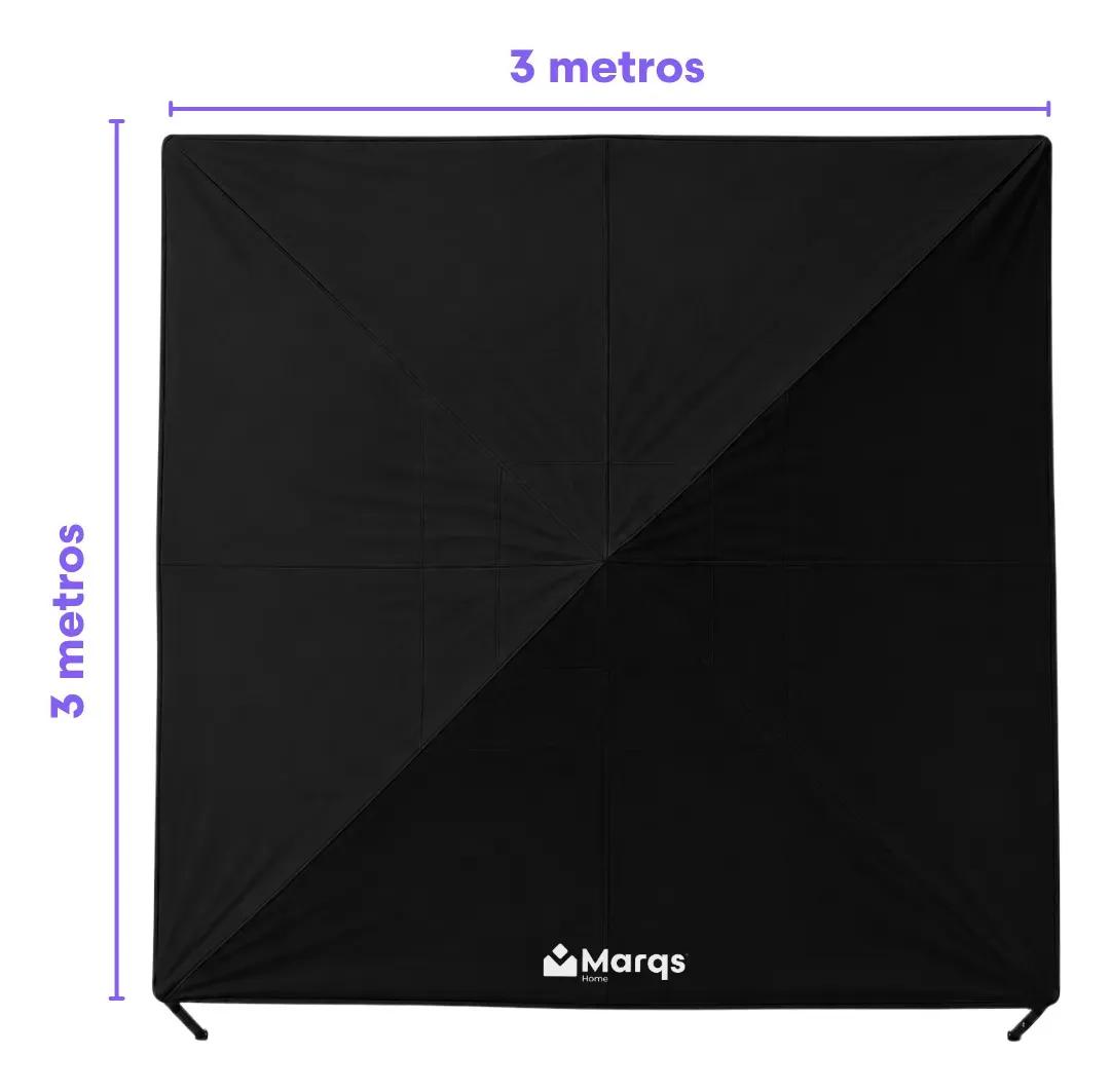 Tenda Gazebo Barraca Dobrável Sanfonada 3x3m Marqs Home Standard Preto com Proteção UV e Impermeável
