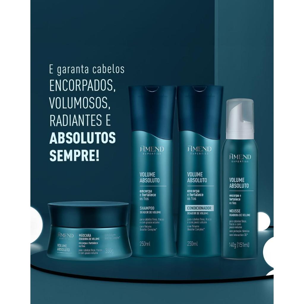 Amend KIT Volume Absoluto Shampoo e Condicionador 250ml + Máscara 300g + Mousse 151ml
