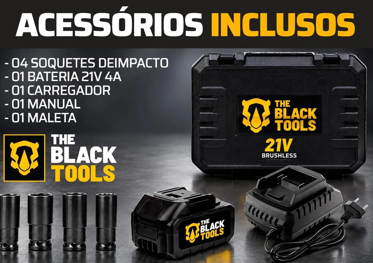 Parafusadeira Chave De Impacto A Bateria Lítio 21v Motor Brushless 800nm 80kgf.m Tb21ix The Black Tools