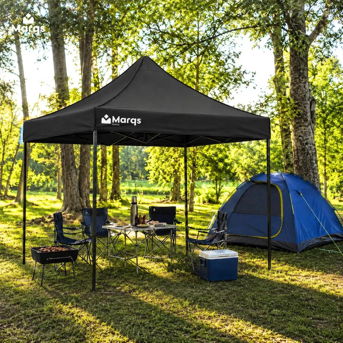 Tenda Gazebo Barraca Dobrável Sanfonada 3x3m Marqs Home Standard Preto com Proteção UV e Impermeável