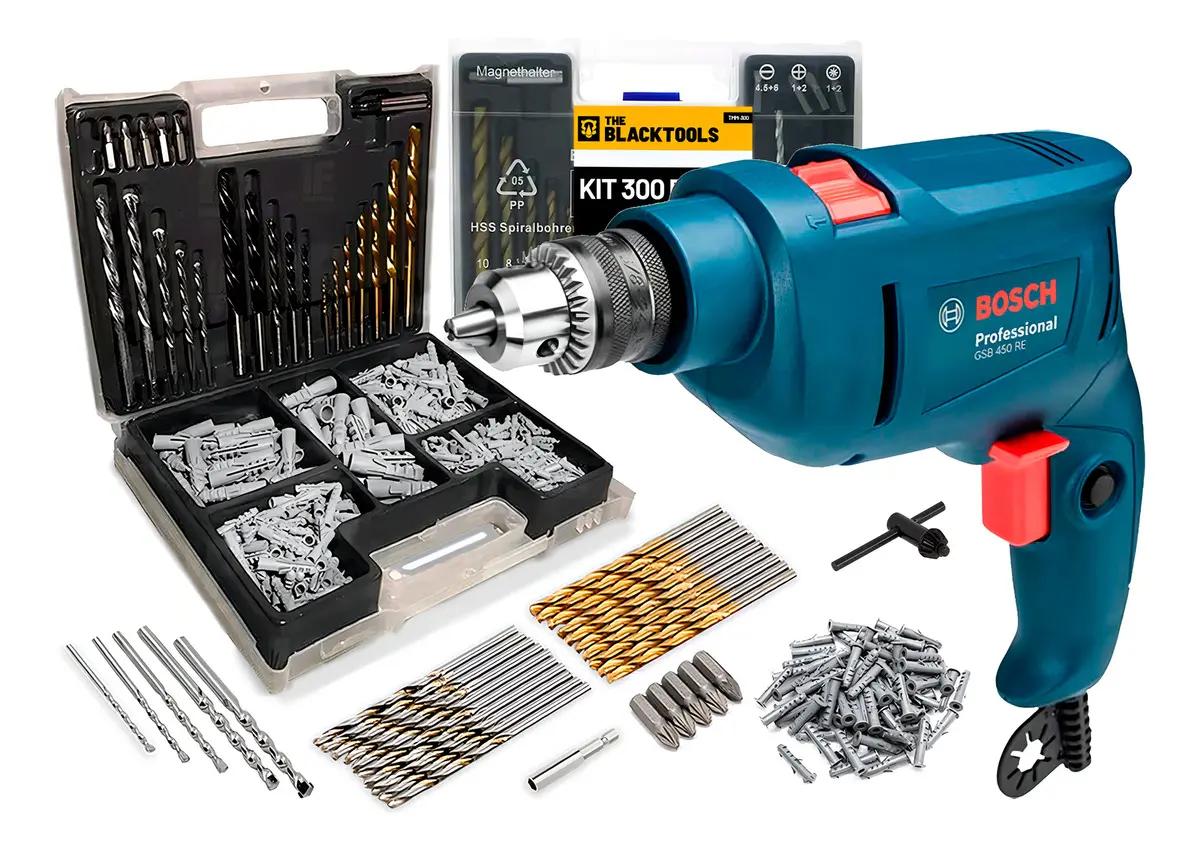 Furadeira De Impacto Bosch GSB 450 RE 450W 10mm Com Brocas e Buchas
