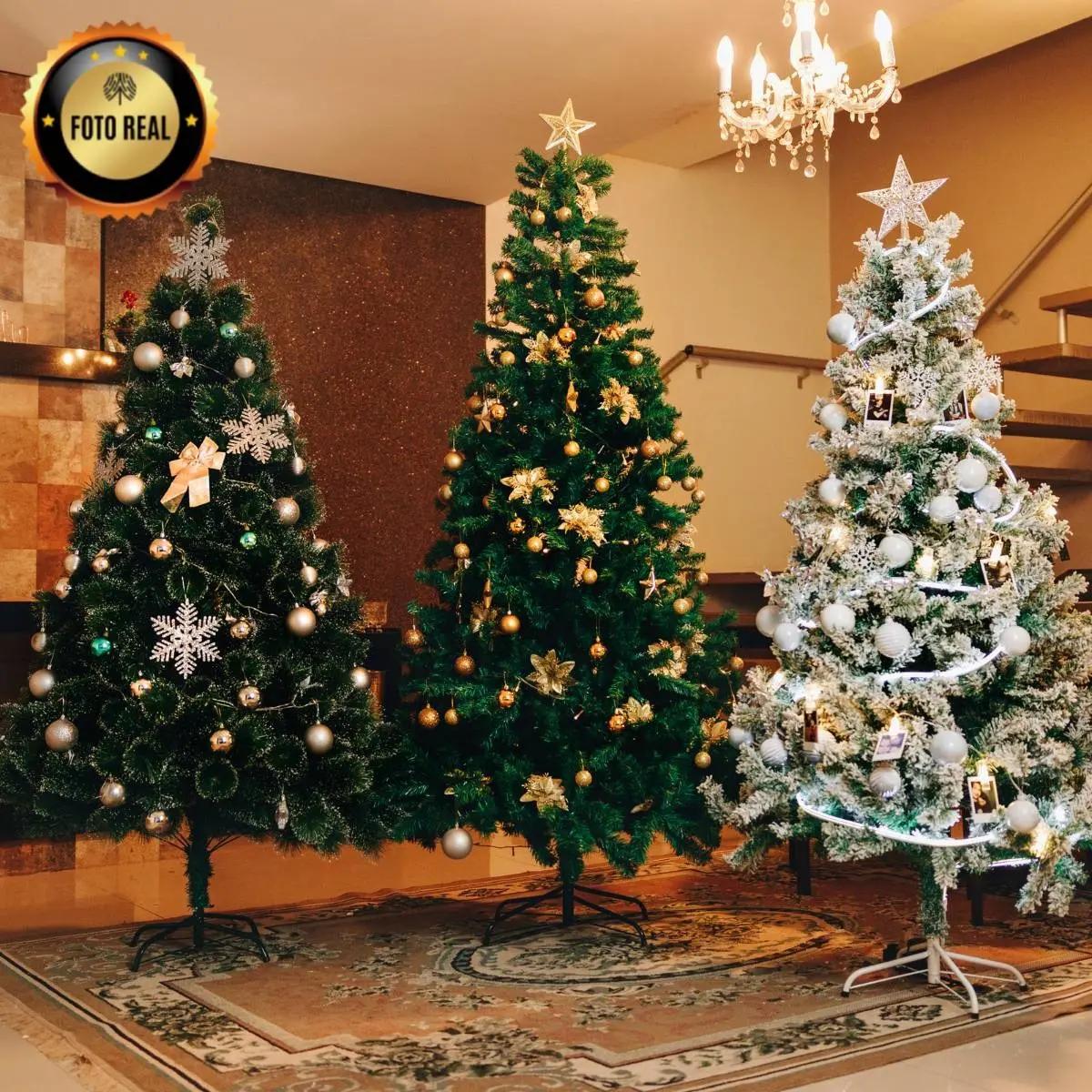 Árvore De Natal Pompom 577 Galhos 2.10m Luxo Grande Cheia - Verde