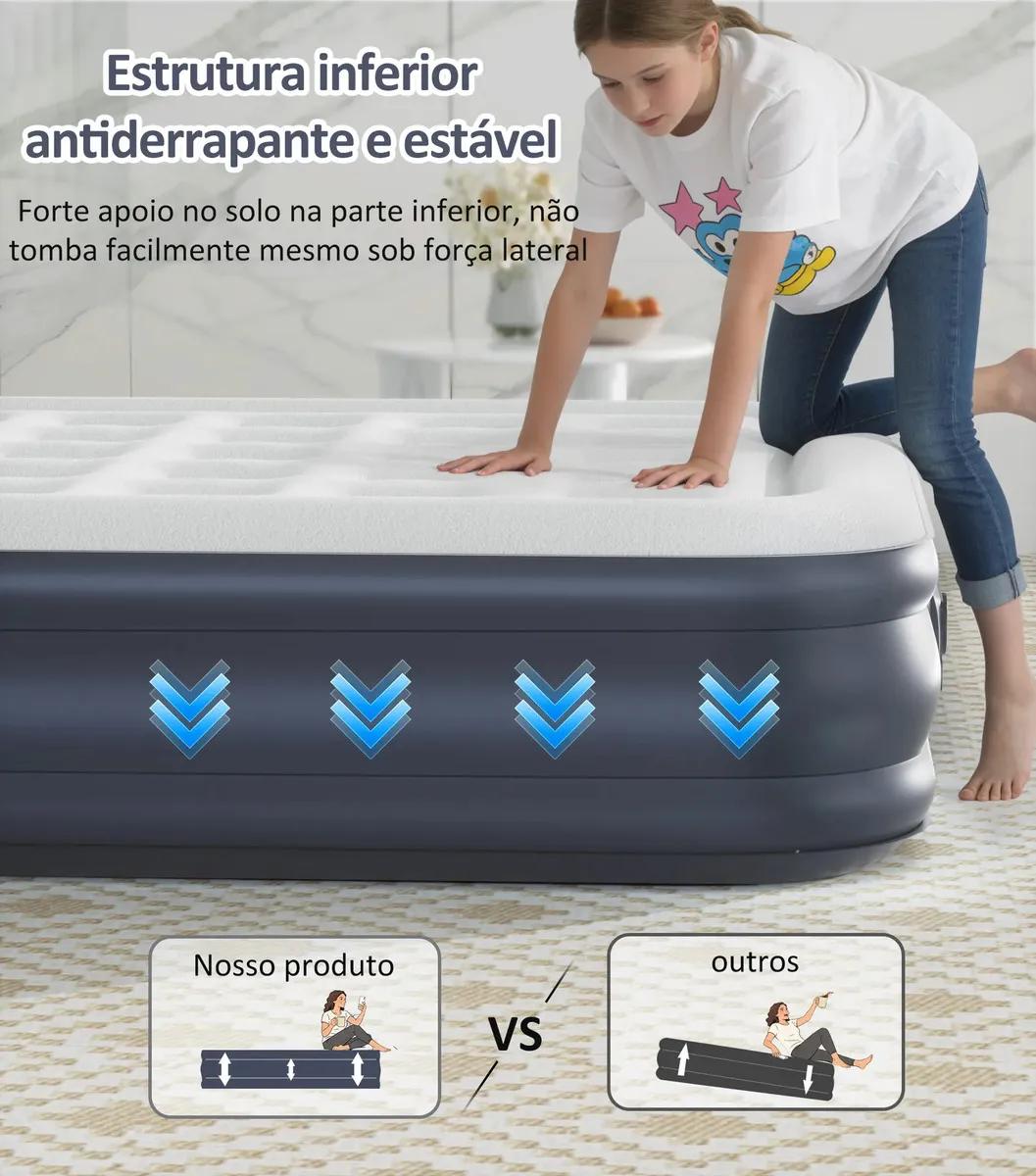 ECOZENDSY Colchão Inflável Casal Queen Size com Bomba de Ar Plug-in Integrada Portátil 200x154x43cm