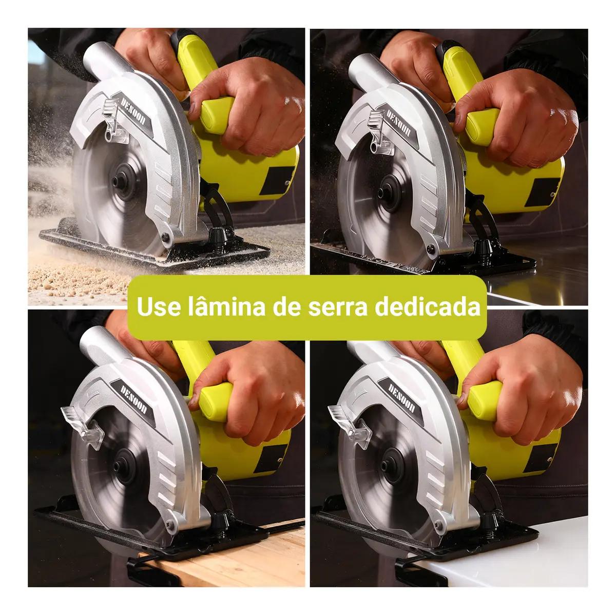 Serra Circular Elétrica 1400w Profissional 5500rpm Ângulo Ajustável 45° Com Lápis Disco 185mm E Guia Para Carpinteiro Marceneiro Desoon