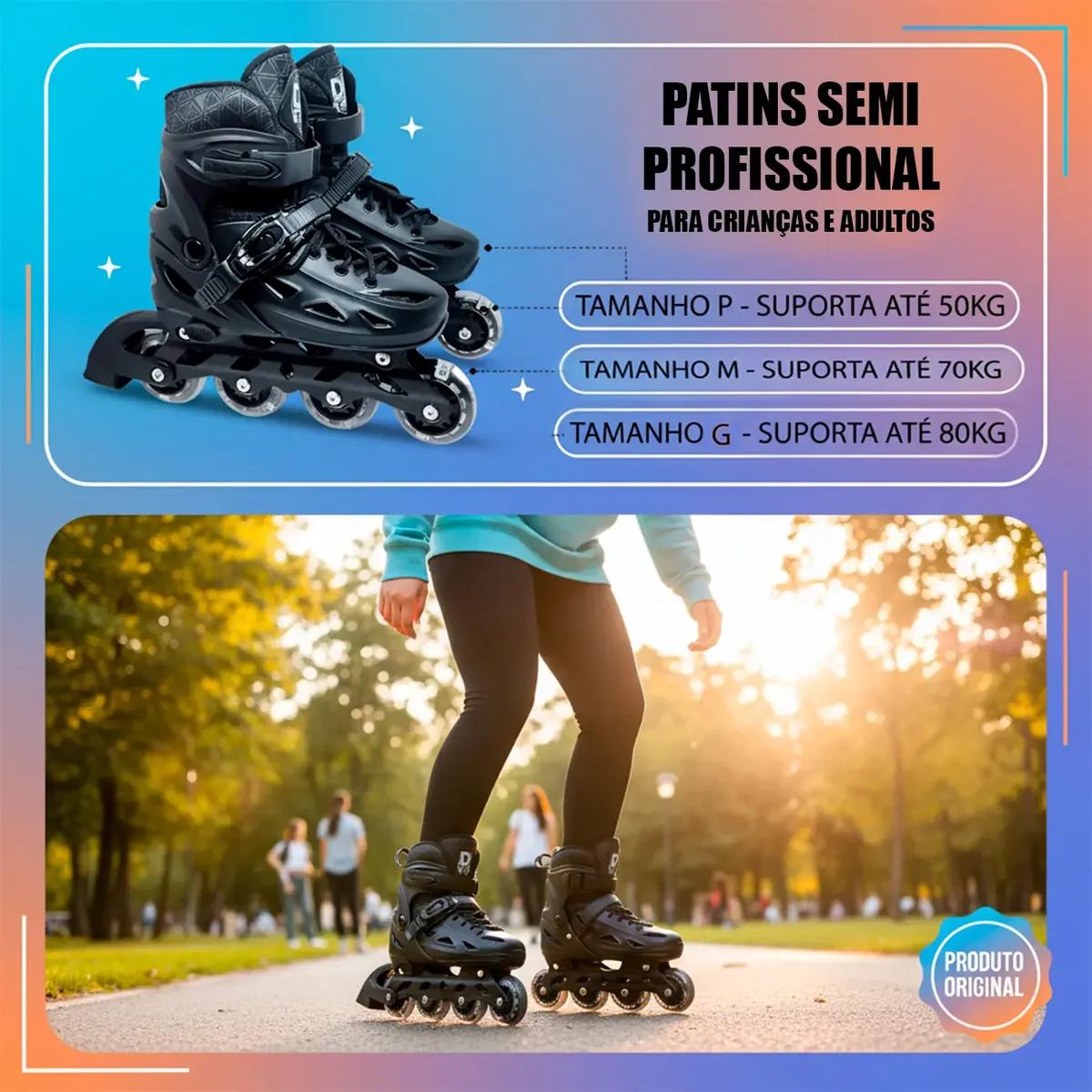 Patins Inline Semi Profissional Com Led Tamanho Ajustável