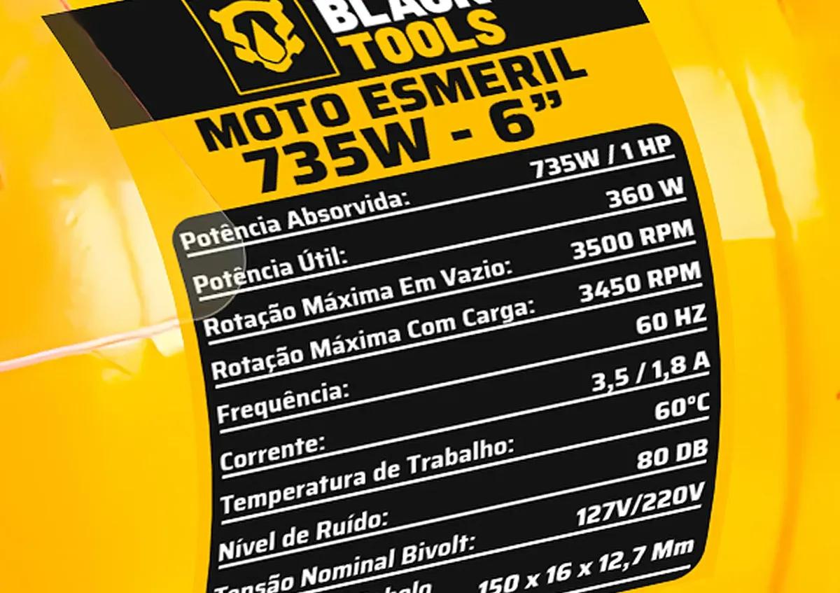 Moto Esmeril Bancada Profissional Bivolt 735w 1cv 6 Polegada