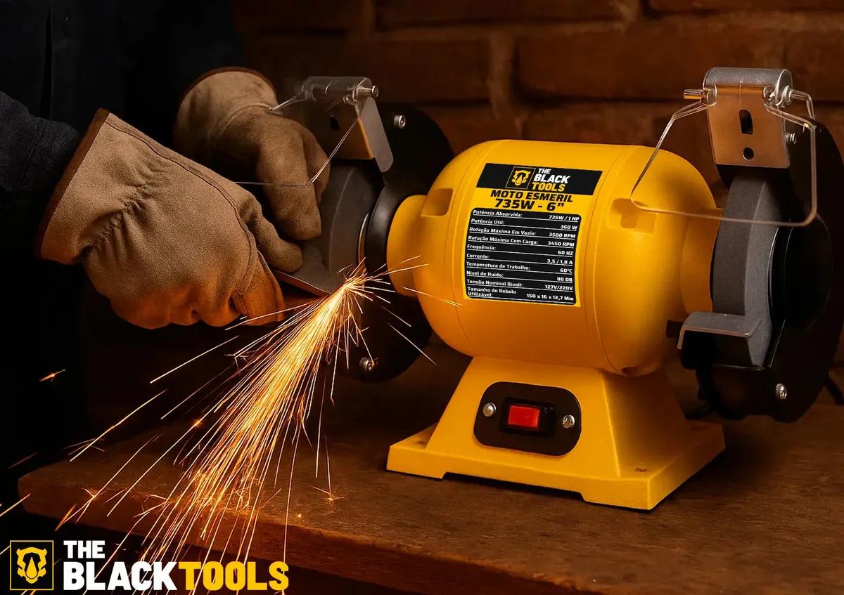 Moto Esmeril Bancada Profissional Bivolt 735w 1cv 6 Polegada