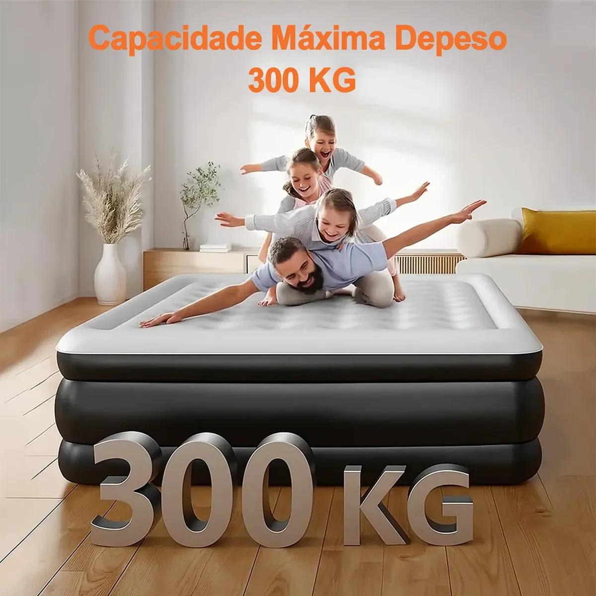Colchão Inflável Queen Nepul Duplo Com 2 Travesseiro Inflável NE-999 cor Cinza