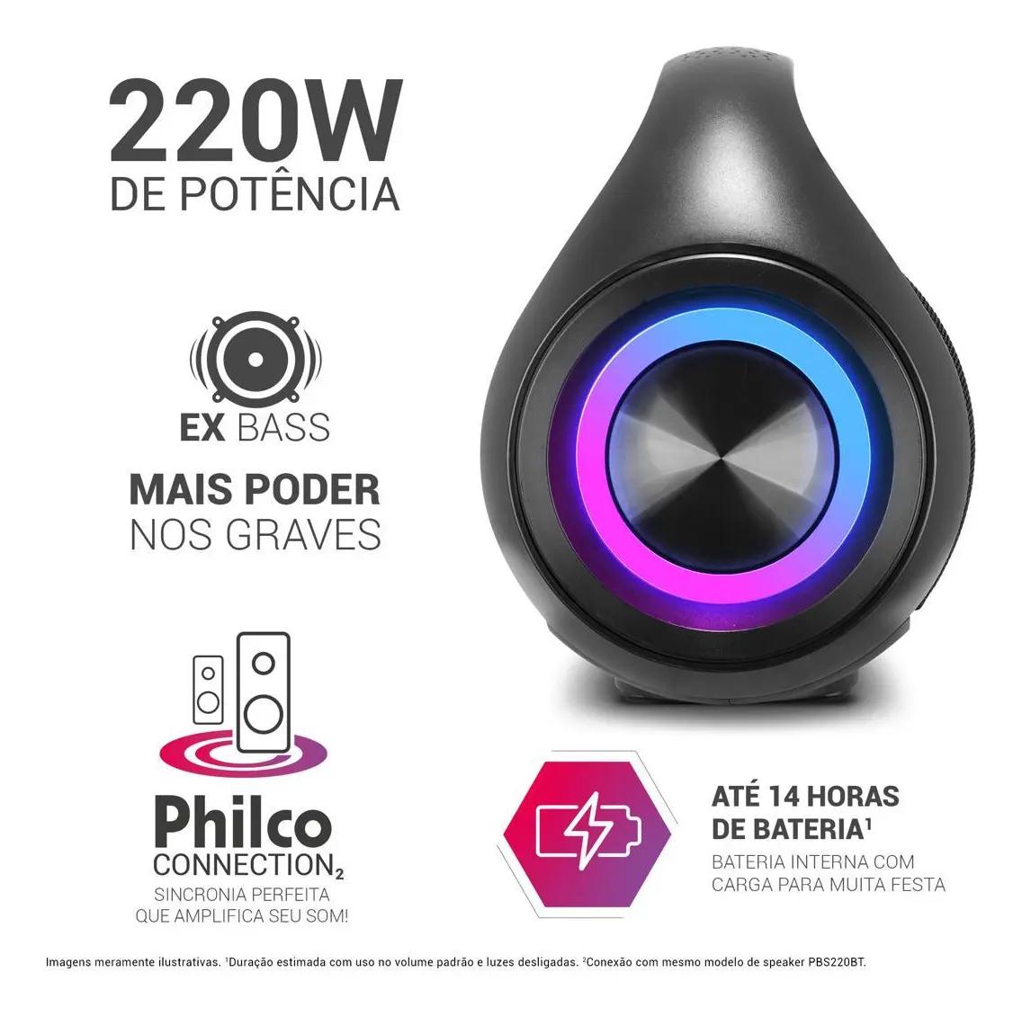 Caixa de Som Speaker Philco Extreme 220W PBS220BT